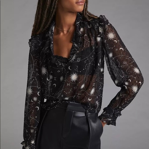 Anthropologie Tops - Anthropologie Celestial Puff Sleeve Top Med